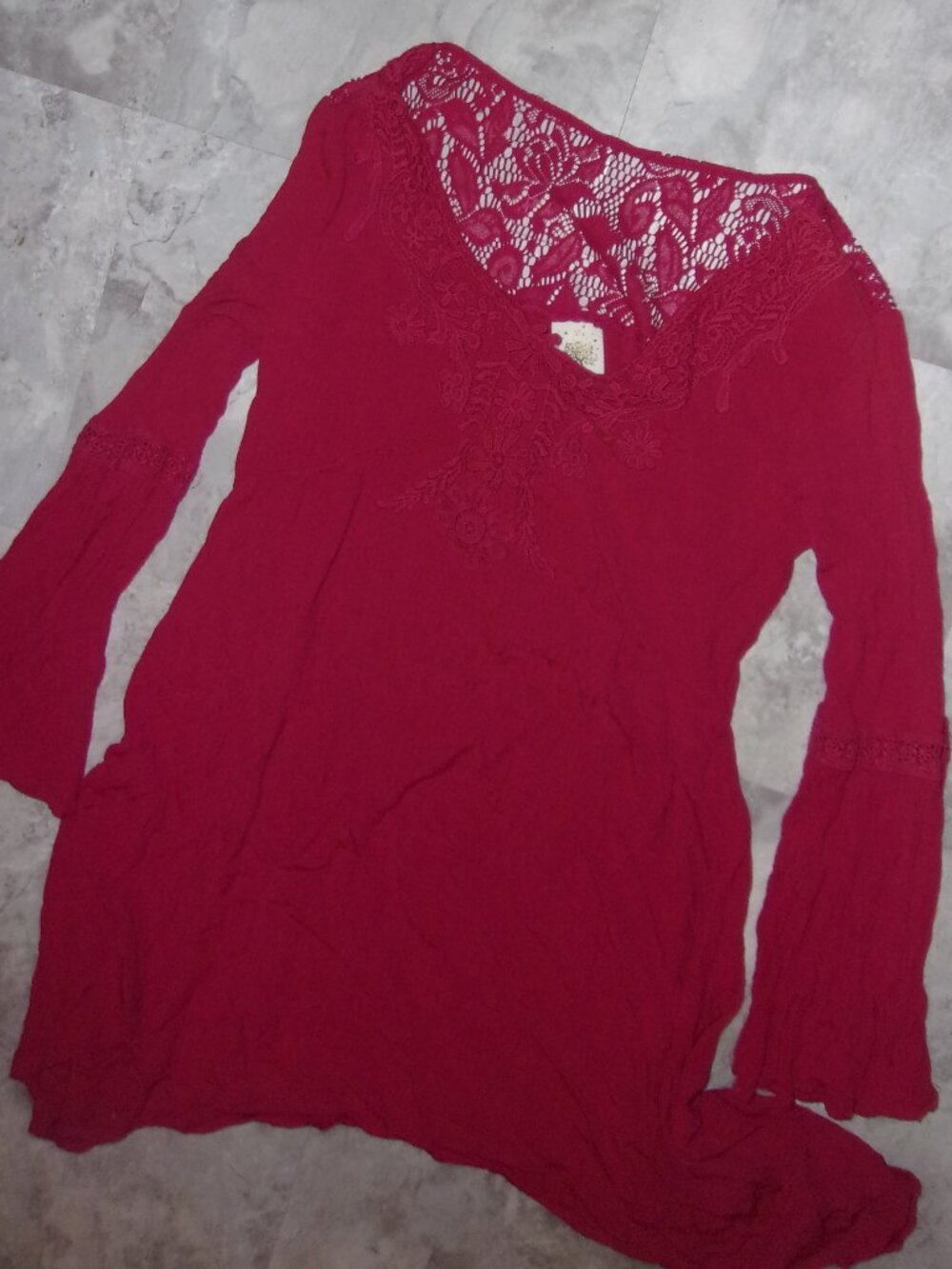 dress size large womens dressmaroon festival lace long sleeve
